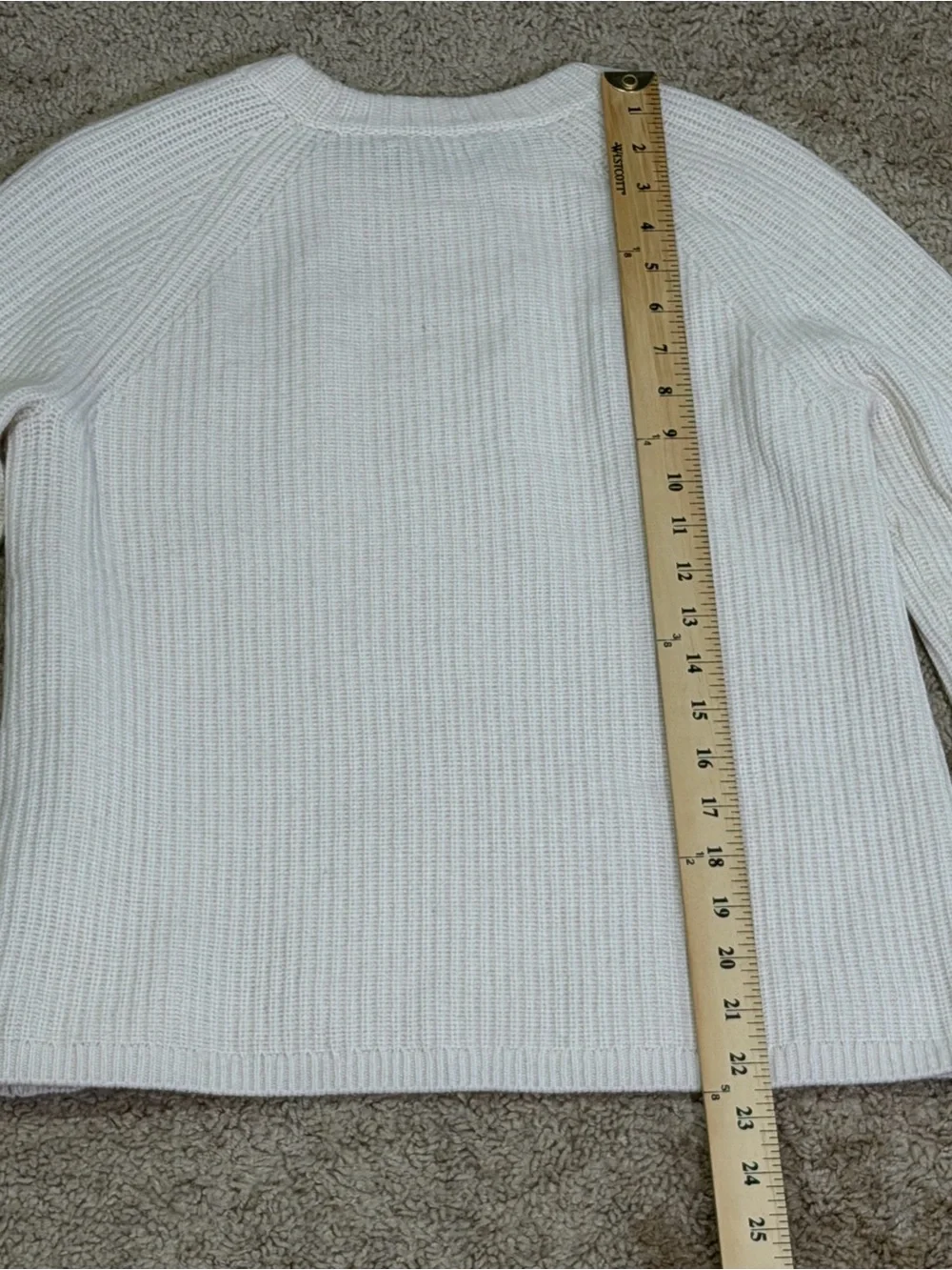 Quince 100% Mongolian Cashmere Fisherman Crewneck Sweater Ivory Cream XS